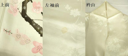 平和屋着物▼訪問着　手描き　枝梅　正絹　逸品　DABI5357op