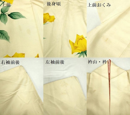 平和屋着物▼訪問着　手描き　草花　正絹　逸品　DABI5358op