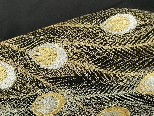 平和屋着物▼豪華黒留袖　総刺繍　孔雀　金銀糸　正絹　逸品　DABI5359op