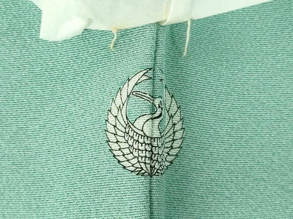 平和屋着物▼中国三大刺繍　スワトウ刺繍　汕頭刺繍　総刺繍　色留袖　花菱文　薄青色　堅牢染　反端付き　正絹　逸品　DABI5362op