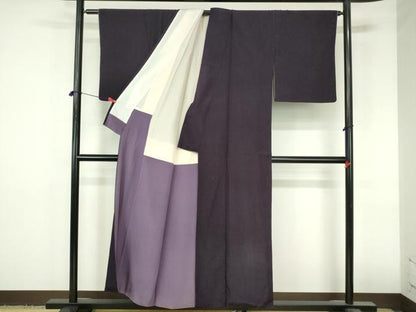 平和屋着物▼上質なお召　縞　銀通し地　正絹　逸品　DABI5365op