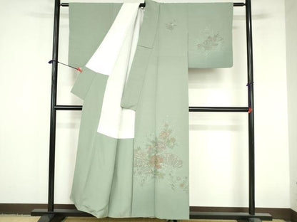 平和屋着物●中国三大刺繍　スワトウ刺繍　汕頭刺繍　総刺繍　訪問着　片輪車花文　正絹　逸品　DABI5368op