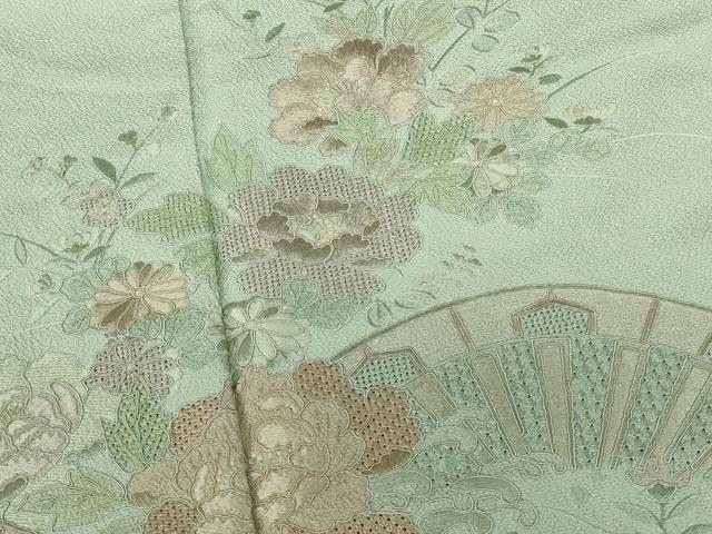 平和屋着物●中国三大刺繍　スワトウ刺繍　汕頭刺繍　総刺繍　訪問着　片輪車花文　正絹　逸品　DABI5368op