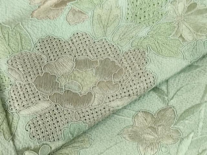 平和屋着物●中国三大刺繍　スワトウ刺繍　汕頭刺繍　総刺繍　訪問着　片輪車花文　正絹　逸品　DABI5368op