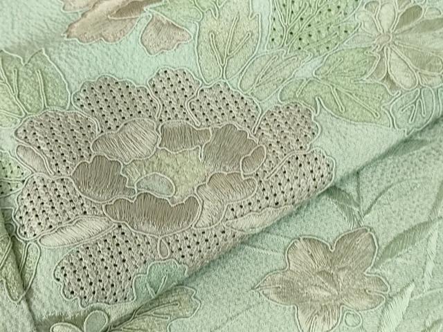 平和屋着物●中国三大刺繍　スワトウ刺繍　汕頭刺繍　総刺繍　訪問着　片輪車花文　正絹　逸品　DABI5368op