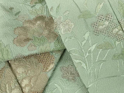 平和屋着物●中国三大刺繍　スワトウ刺繍　汕頭刺繍　総刺繍　訪問着　片輪車花文　正絹　逸品　DABI5368op