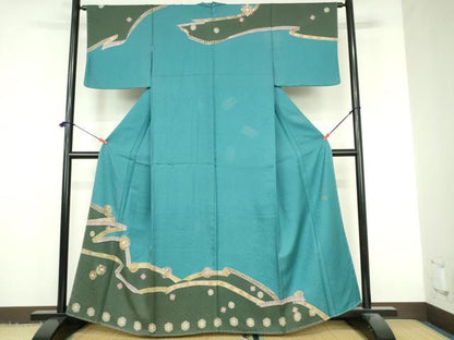 平和屋着物●世界的友禅作家　千地泰弘　訪問着　鬘帯正倉院花文　金彩　正絹　逸品　未使用　DABI5370op