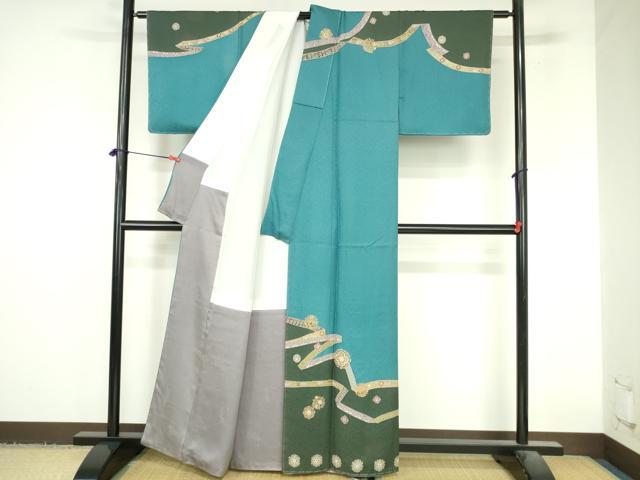 平和屋着物●世界的友禅作家　千地泰弘　訪問着　鬘帯正倉院花文　金彩　正絹　逸品　未使用　DABI5370op