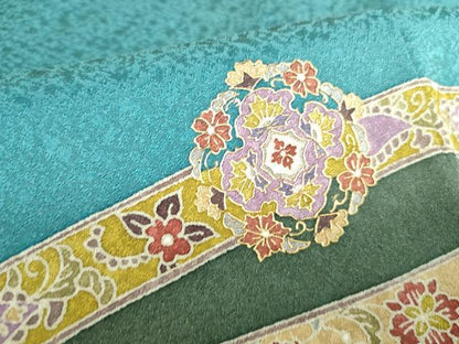 平和屋着物●世界的友禅作家　千地泰弘　訪問着　鬘帯正倉院花文　金彩　正絹　逸品　未使用　DABI5370op