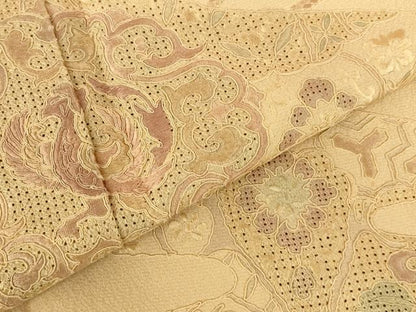平和屋着物●中国三大刺繍　スワトウ刺繍　汕頭刺繍　総刺繍　訪問着　鳳凰更紗花文　正絹　逸品　DABI5371op