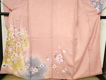平和屋着物●豪華振袖　駒刺繍　舞桜　暈し染め　正絹　逸品　DABI5372op