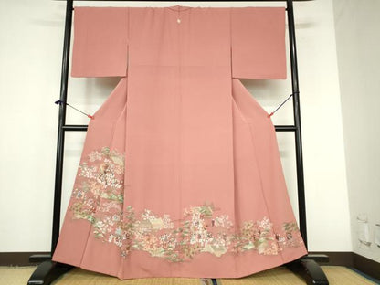 平和屋着物●豪華色留袖　総刺繍　人物風景花文　金糸　さが美扱い　正絹　逸品　DABI5373op