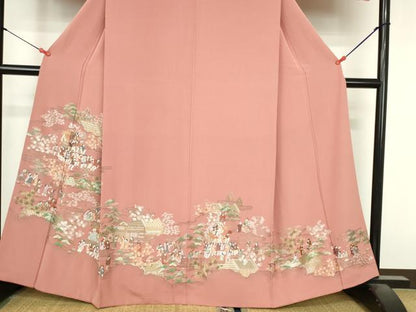 平和屋着物●豪華色留袖　総刺繍　人物風景花文　金糸　さが美扱い　正絹　逸品　DABI5373op