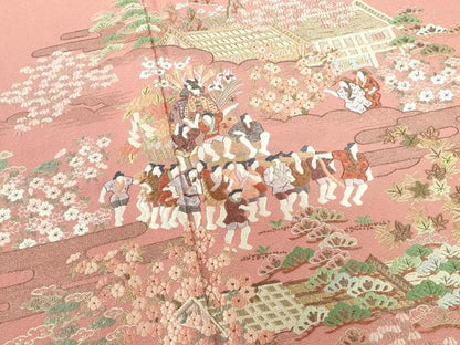 平和屋着物●豪華色留袖　総刺繍　人物風景花文　金糸　さが美扱い　正絹　逸品　DABI5373op