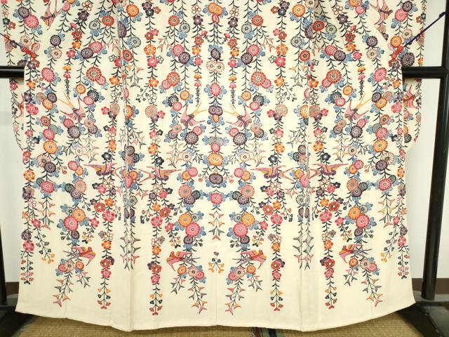 平和屋着物●豪華振袖　紅型　花鳥文　鬼しぼ縮緬　正絹　逸品　DABI5374op