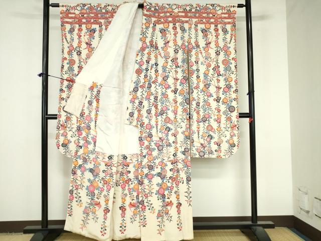 平和屋着物●豪華振袖　紅型　花鳥文　鬼しぼ縮緬　正絹　逸品　DABI5374op