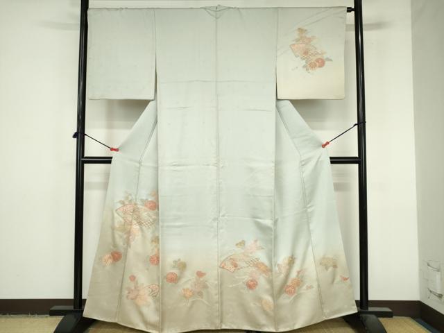平和屋着物●中国三大刺繍　スワトウ刺繍　汕頭刺繍　相良刺繍　総刺繍　訪問着　地紙花文　暈し染め　正絹　逸品　DABI5375op