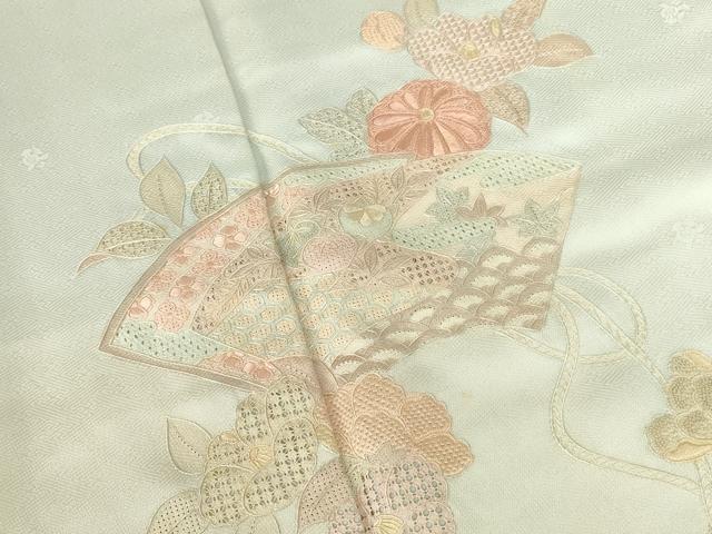 平和屋着物●中国三大刺繍　スワトウ刺繍　汕頭刺繍　相良刺繍　総刺繍　訪問着　地紙花文　暈し染め　正絹　逸品　DABI5375op
