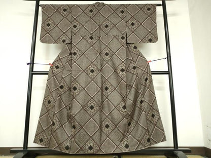 平和屋着物●本場大島紬　龍郷絣　花菱文　正絹　逸品　DABI5378op