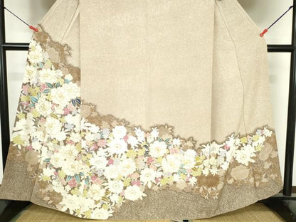 平和屋着物●訪問着　駒刺繍　牡丹　草花　暈し染め　金彩　正絹　逸品　DABI5379op