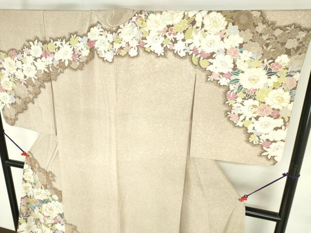 平和屋着物●訪問着　駒刺繍　牡丹　草花　暈し染め　金彩　正絹　逸品　DABI5379op