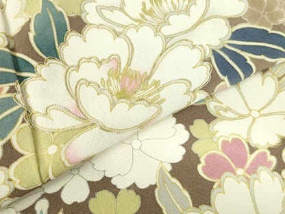 平和屋着物●訪問着　駒刺繍　牡丹　草花　暈し染め　金彩　正絹　逸品　DABI5379op