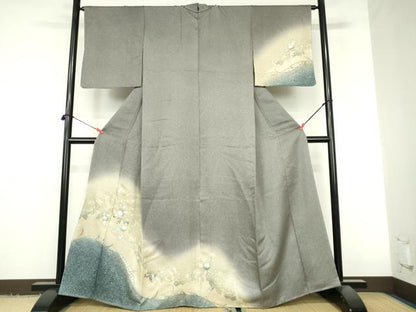 平和屋着物●中国三大刺繍　スワトウ刺繍　汕頭刺繍　総刺繍　訪問着　草花　暈し染め　金彩　正絹　逸品　未使用　DABI5383op