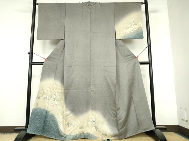 平和屋着物●中国三大刺繍　スワトウ刺繍　汕頭刺繍　総刺繍　訪問着　草花　暈し染め　金彩　正絹　逸品　未使用　DABI5383op