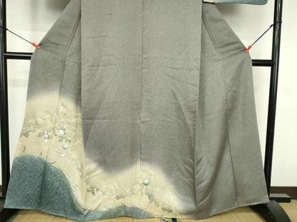 平和屋着物●中国三大刺繍　スワトウ刺繍　汕頭刺繍　総刺繍　訪問着　草花　暈し染め　金彩　正絹　逸品　未使用　DABI5383op