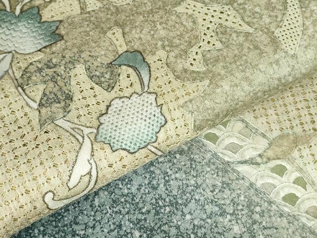 平和屋着物●中国三大刺繍　スワトウ刺繍　汕頭刺繍　総刺繍　訪問着　草花　暈し染め　金彩　正絹　逸品　未使用　DABI5383op