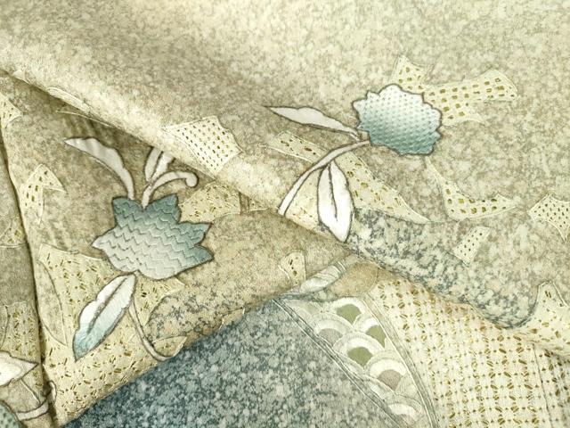 平和屋着物●中国三大刺繍　スワトウ刺繍　汕頭刺繍　総刺繍　訪問着　草花　暈し染め　金彩　正絹　逸品　未使用　DABI5383op