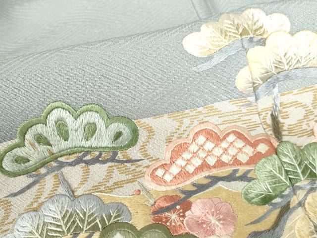 平和屋着物●訪問着　総刺繍　風景花松文　金彩　正絹　逸品　DABI5387op