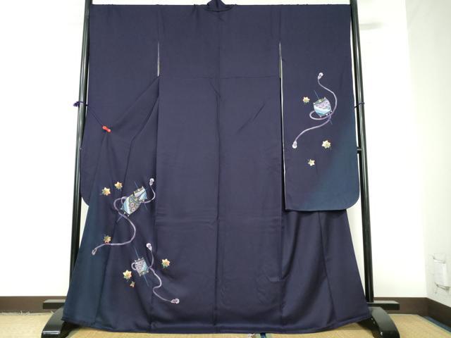 平和屋着物●豪華振袖　総刺繍　糸巻花文　暈し染め　金糸　正絹　逸品　DABI5389op
