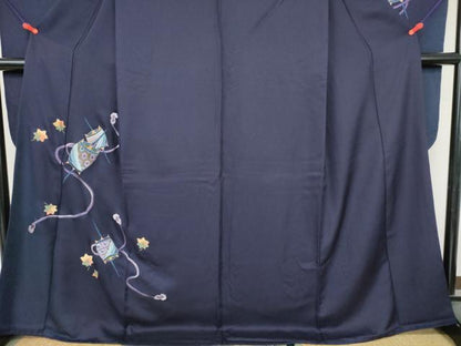 平和屋着物●豪華振袖　総刺繍　糸巻花文　暈し染め　金糸　正絹　逸品　DABI5389op