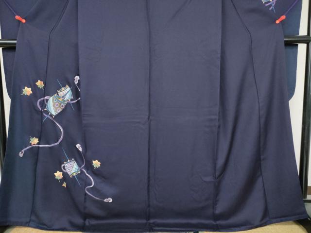 平和屋着物●豪華振袖　総刺繍　糸巻花文　暈し染め　金糸　正絹　逸品　DABI5389op