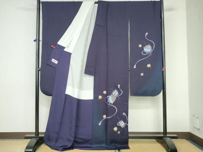 平和屋着物●豪華振袖　総刺繍　糸巻花文　暈し染め　金糸　正絹　逸品　DABI5389op