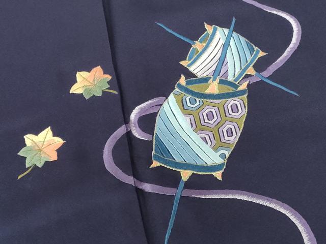 平和屋着物●豪華振袖　総刺繍　糸巻花文　暈し染め　金糸　正絹　逸品　DABI5389op