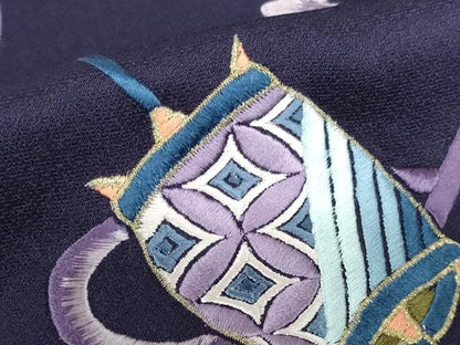 平和屋着物●豪華振袖　総刺繍　糸巻花文　暈し染め　金糸　正絹　逸品　DABI5389op