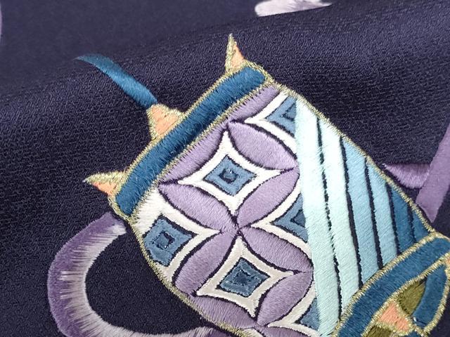 平和屋着物●豪華振袖　総刺繍　糸巻花文　暈し染め　金糸　正絹　逸品　DABI5389op