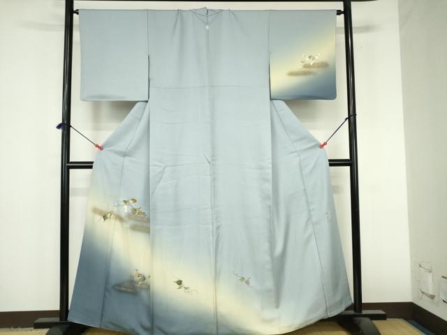 平和屋着物●訪問着　作家物　螺鈿　葡萄蔦の葉　暈し染め　金彩　正絹　逸品　DABI5393op