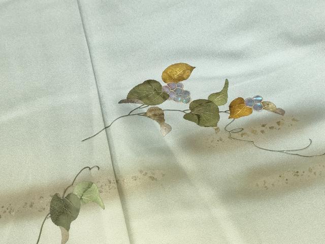 平和屋着物●訪問着　作家物　螺鈿　葡萄蔦の葉　暈し染め　金彩　正絹　逸品　DABI5393op