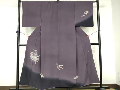 平和屋着物●訪問着　友禅　作家物　魚　暈し染め　正絹　逸品　DABI5394op