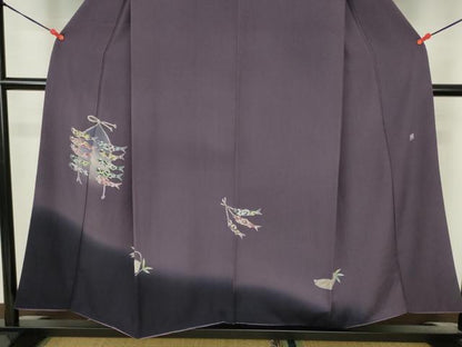 平和屋着物●訪問着　友禅　作家物　魚　暈し染め　正絹　逸品　DABI5394op