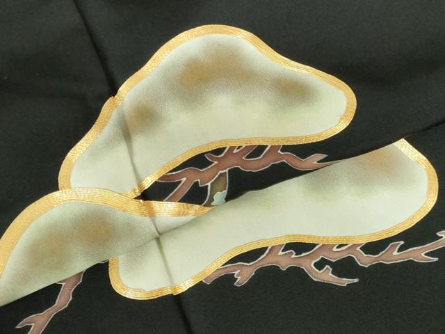 平和屋着物●豪華黒留袖　作家物　駒刺繍　流水枝松文　金彩　正絹　逸品　DABI5396op