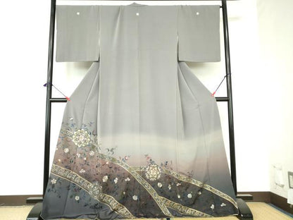 平和屋着物●豪華色留袖　翠山刺繍　総刺繍　正倉院更紗花文　暈し染め　金糸　ロング丈　正絹　逸品　DABI5398op