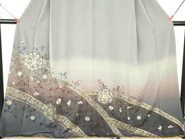 平和屋着物●豪華色留袖　翠山刺繍　総刺繍　正倉院更紗花文　暈し染め　金糸　ロング丈　正絹　逸品　DABI5398op