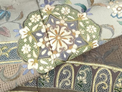 平和屋着物●豪華色留袖　翠山刺繍　総刺繍　正倉院更紗花文　暈し染め　金糸　ロング丈　正絹　逸品　DABI5398op