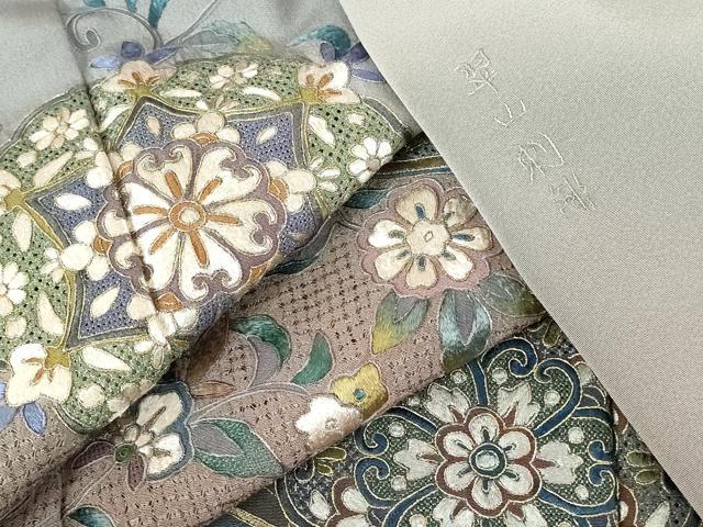 平和屋着物●豪華色留袖　翠山刺繍　総刺繍　正倉院更紗花文　暈し染め　金糸　ロング丈　正絹　逸品　DABI5398op