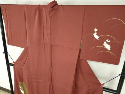 平和屋着物●ファッションデザイナー HIROKO KOSHINO コシノヒロコ 訪問着 刺繍 絞り 跳び兎 露芝 さが美扱い ロング丈 逸品 DABI5399op