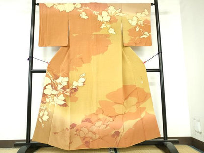 平和屋着物●京の匠日展作家　丹下雄介　訪問着　枝葉文　シルエット　暈し染め　やまと誂製　正絹　逸品　DABI5401op